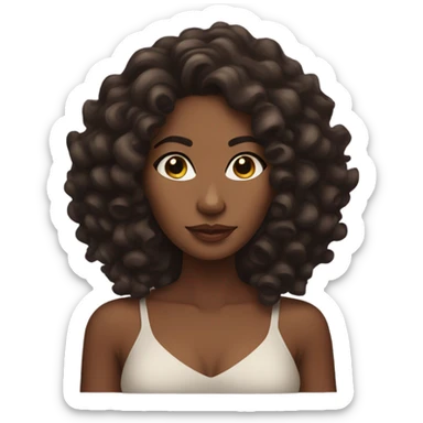 Brownskin African American woman with black bombshell curls sticker
