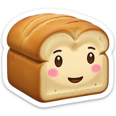 Emoji-style loaf of bread, flat design, simple and clean, no shading or folds, minimalistic, warm and appealing colors, centered on plain white or transparent background, high resolution sticker