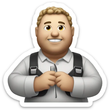 Obese white person eating a turkey with a fork  sticker