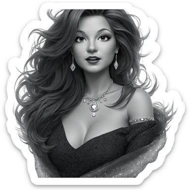 monochrome girl with jewelry sticker