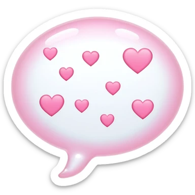 White Thinking bubble with pink hearts  sticker