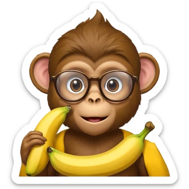 monkey with banana and wearing glasses sticker