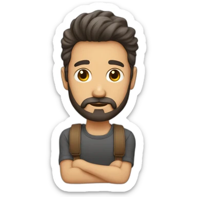 Hombre piel clara, barba rojiza, pelo moreno, frente muy amplia sticker