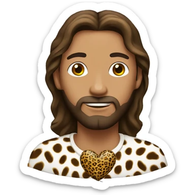 Jesus with cheetah print heart sticker