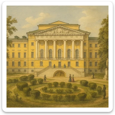 Казаковский корпус Московского Университета в 19 веке - рисованный стиль sticker