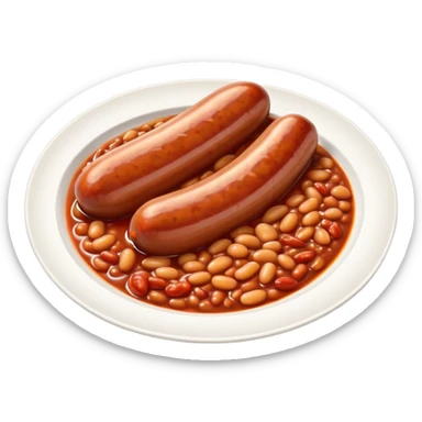 Sausage with baked beans on one plate sticker