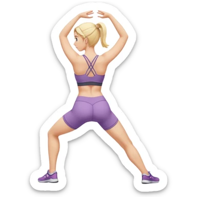 fullbody busty blonde woman cartoon emoji style back view twisting or stretching SFW no nudity sticker
