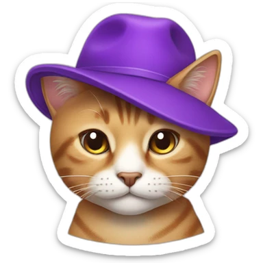 cat with hat and purple cap sticker