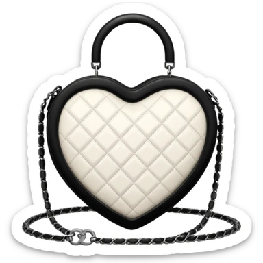 chanel white and black heart shape bag sticker