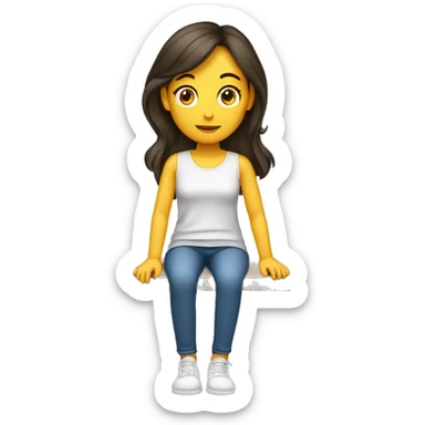 A sitting girl with thin slim crossed legs sticker