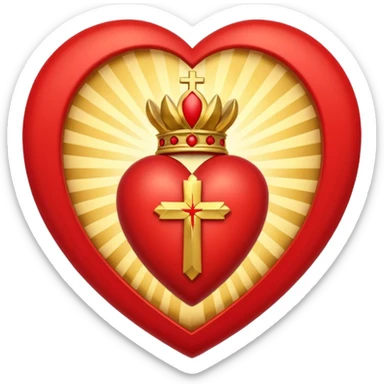 Sacred heart : A heart with rays around it and a cross at the top sticker