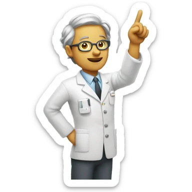 physicist pointing hand up sticker