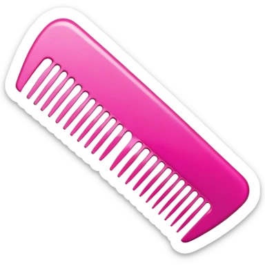 pink comb with hair strands, Apple iOS style emoji sticker