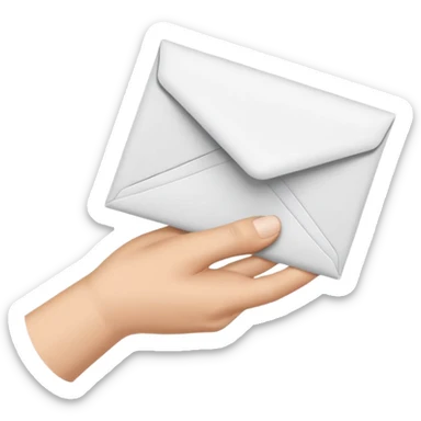 a hand with a finger holding a stack of mail or envelopes sticker