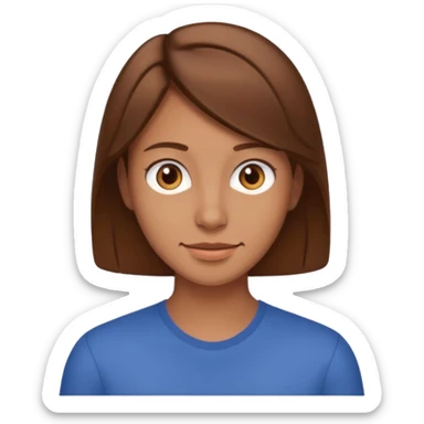 emoji of a 30-year-old person with brown hair and a friendly expression sticker