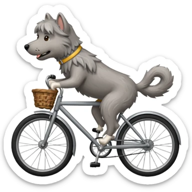 Gray shaggy dog on a bike sticker