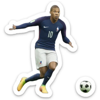 Kylian Mbappé jouant au foot avec l'équipe de France sticker