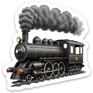 an old-fashion steam train seen head-on as it moves down the tracks sticker