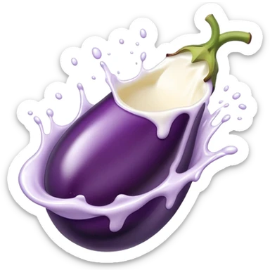 Aubergine in the half peach splashing milk sticker
