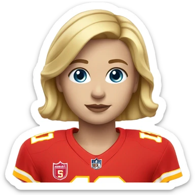 Blonde girl short hair blue eyes in chiefs jersey 15 sticker