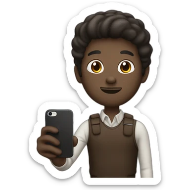 Man with dark brown air take a photo with is iPhone  sticker