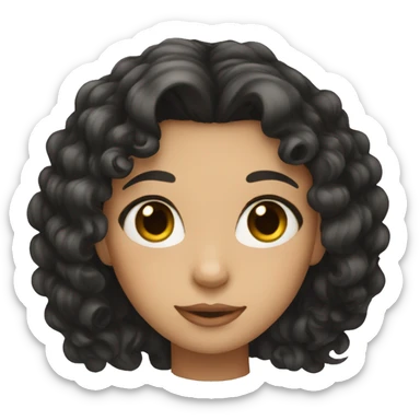 girl with curl long black hair sticker