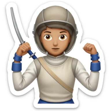A person wearing fencing equipment with their entire body sticker