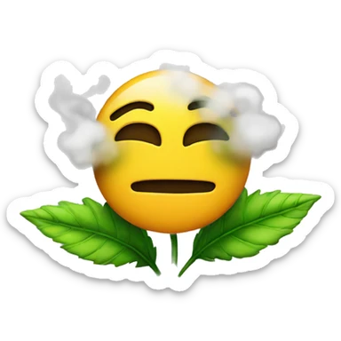 weed emoji with smoke around it  sticker