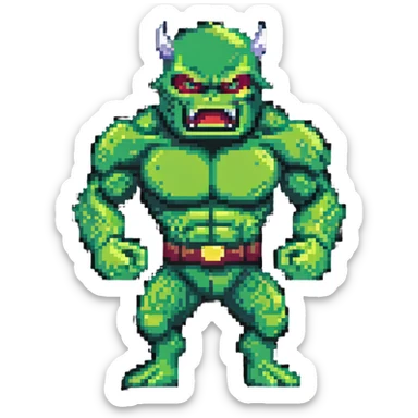 Hulk fighting, green monster superhero in action sticker