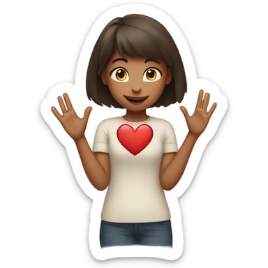 girl making love heart with hands sticker