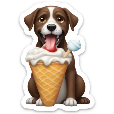 Perro comiendo helado sticker