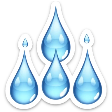3 water droplets stack on top of each other vertically with two water droplets on the sides; 5 droplets total sticker