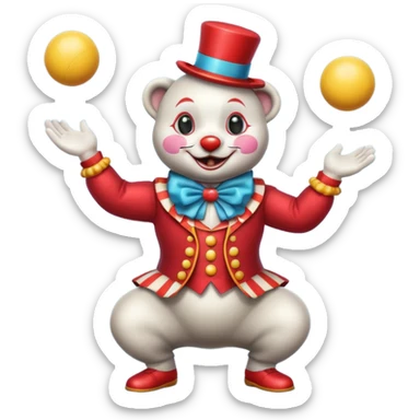 a Circus clown cute seal juggling two metal ball sticker