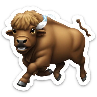 Buffalo running with lightening with word DO written on in sticker