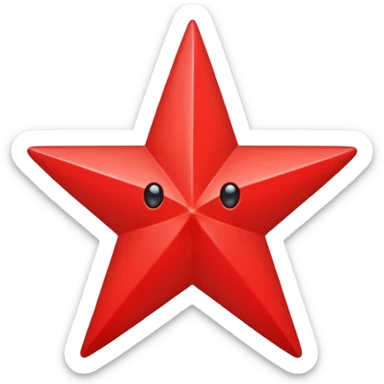 I want a all red star with 5 points no curves either a blank color red star sticker