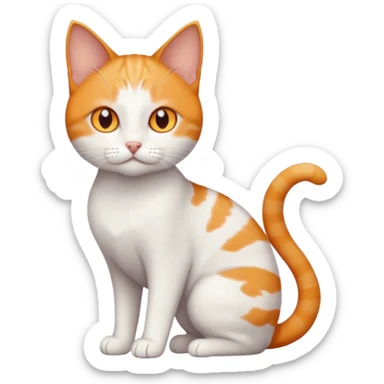full body small short hair ginger and white cat with orange eyes  sticker