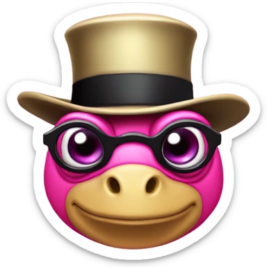 Hot pink turtle with a monocle and top hat  sticker