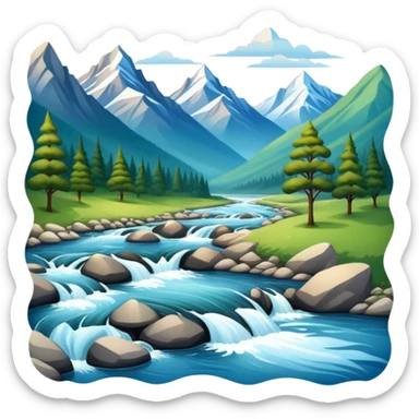beautiful mountain landscape with river sticker