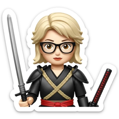 lego Samurai with glasses, Warrior in samurai armor, female, with katana sticker