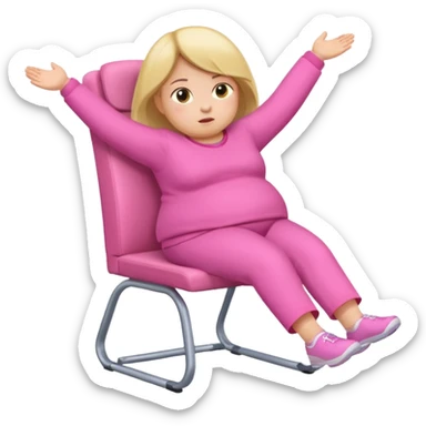 Little Girl fat but not too fat falling off of a chair half in the air chair with pink clothes on sticker