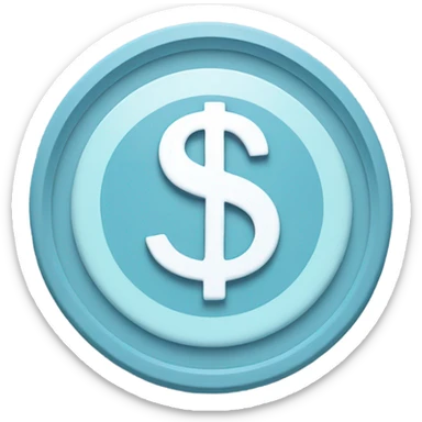 Pale blue dollar sign in circle sticker