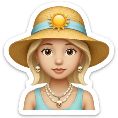 Hatted ancient girl wearing Bone Necklaces sticker