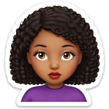 Glamourous, brown skin tone, very beautiful toddler, with big plump lips, long long lashes, black curly smooth short hair, brown eyes sticker