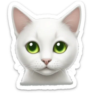 White cat cute amazing adorable dark muddy green eyes short hair sticker