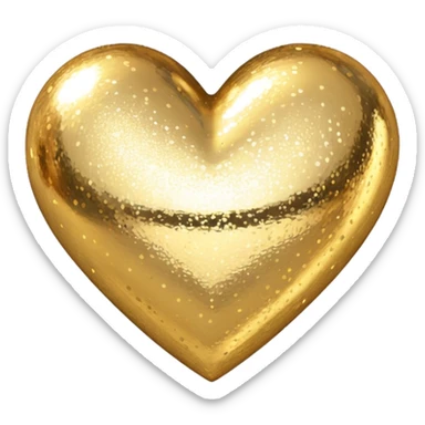 Change the glittery silver color heart with a subtle gradient and no border to a glittery gold color heart with a subtle gradient and no border. Keep the background transparent. Maintain the style and subtle gradient effect of the original heart. sticker