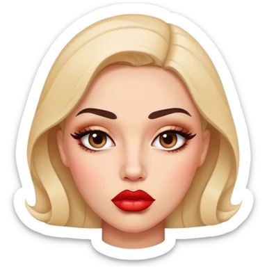 full glossy pouty baddie lips with lip liner sticker