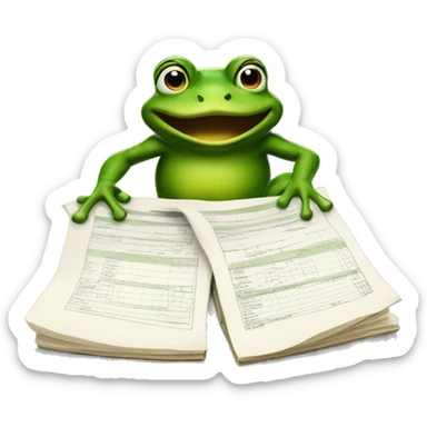frog doing taxes  sticker