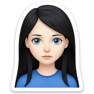 white woman with choppy long black hair sticker