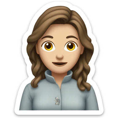 pale brunette woman with a yorkshire in her arms sticker