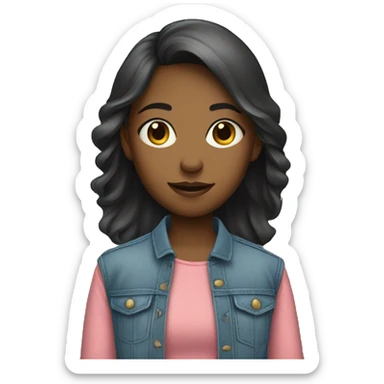 a girl with  clothe sticker